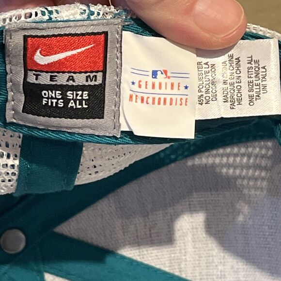 Vintage Nike Team Seattle Mariners Snapback Baseball Hat Cap Blue Teal trucker - Picture 6 of 7